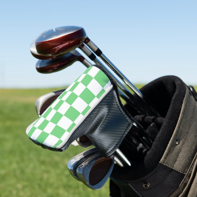 Retro Green Chessboard Checkerboard Tile Y2K  Golf Head Cover (In Situ)