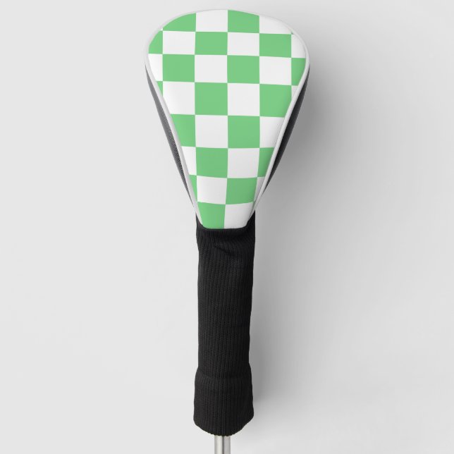 Retro Green Chessboard Checkerboard Tile Y2K  Golf Head Cover (Front)