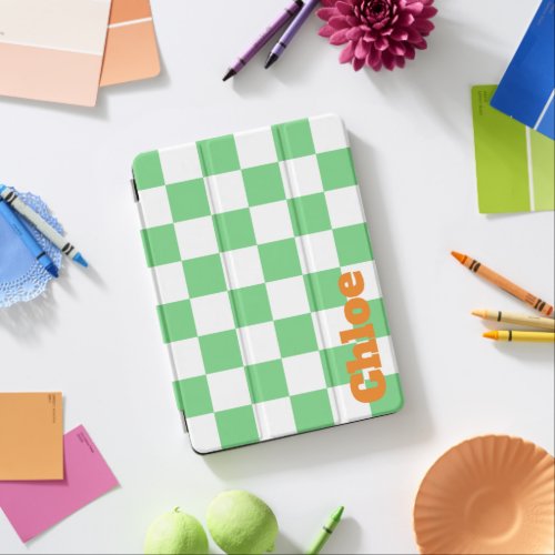 Retro Green Chessboard Checkerboard Tile Y2K  iPad Air Cover