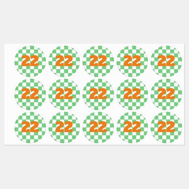 Retro Green Chessboard Checkerboard Tile Y2K  Labels (Sheet)