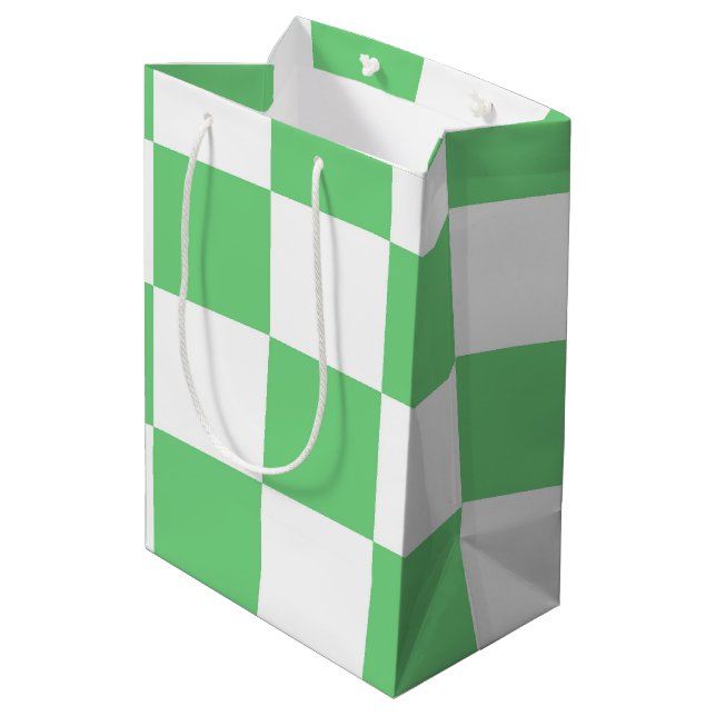Retro Green Chessboard Checkerboard Tile Y2K  Medium Gift Bag (Back Angled)