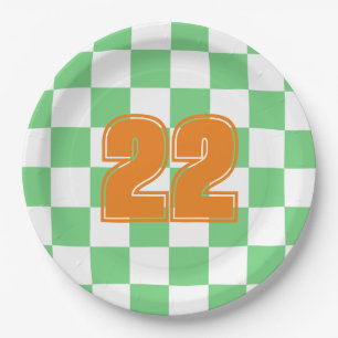 Retro Green Chessboard Checkerboard Tile Y2K Paper Plates