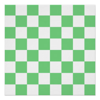 Retro Green Chessboard Checkerboard Tile Y2K Poster
