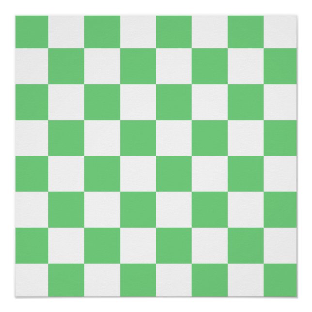 Retro Green Chessboard Checkerboard Tile Y2K  Poster (Front)