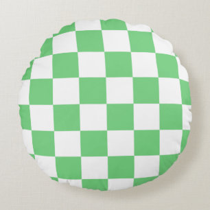 Retro Green Chessboard Checkerboard Tile Y2K Round Pillow