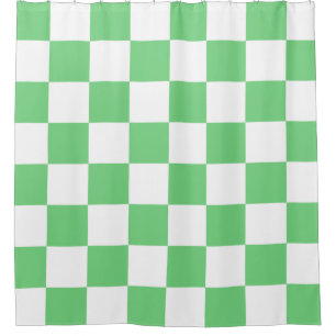 Retro Green Chessboard Checkerboard Tile Y2K  Shower Curtain