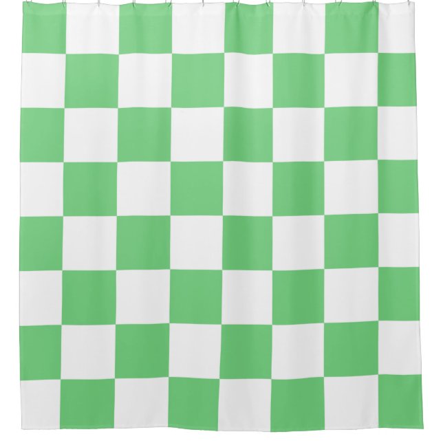 Retro Green Chessboard Checkerboard Tile Y2K  Shower Curtain (Front)
