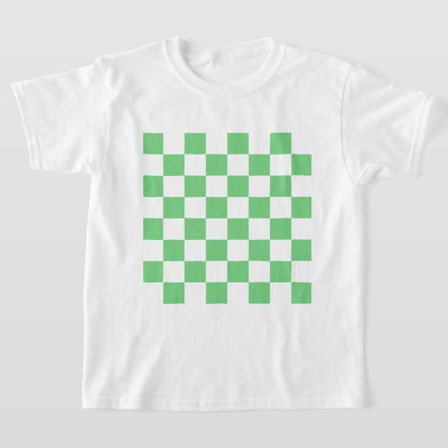 Retro Green Chessboard Checkerboard Tile Y2K  T-Shirt (Laydown)
