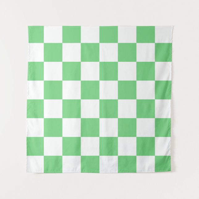Retro Green Chessboard Checkerboard Tile Y2K  Tapestry (Front)