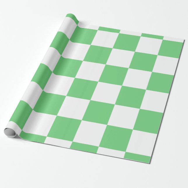 Retro Green Chessboard Checkerboard Tile Y2K  Wrapping Paper (Unrolled)