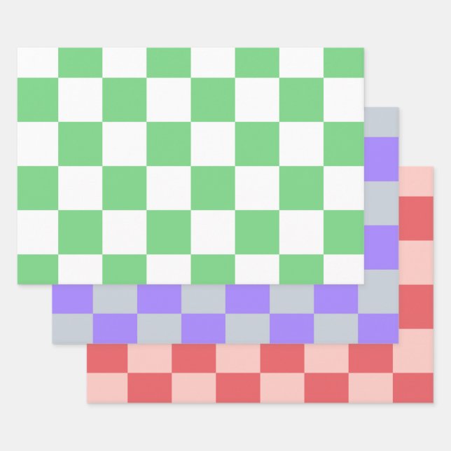 Retro Green Chessboard Checkerboard Tile Y2K  Wrapping Paper Sheets (Set)