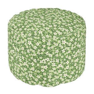 Retro Green Chic Stylish Floral Pattern Pouf
