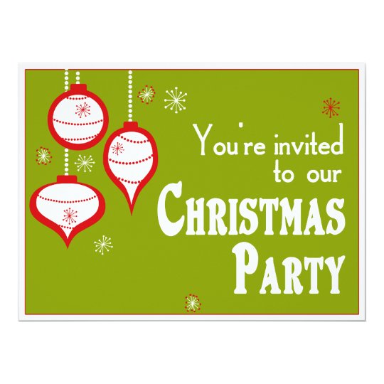 Retro Green Christmas Invitations