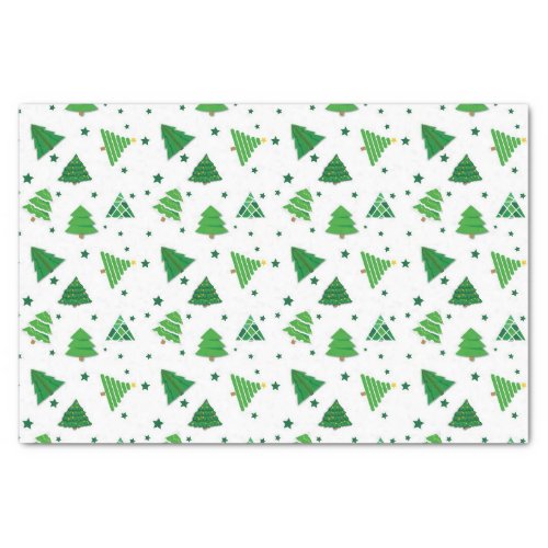 Retro Green Christmas Trees Tissue Paper