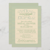 Retro Green Cocktail Party Bridal shower Invitation (Front/Back)
