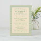Retro Green Cocktail Party Bridal shower Invitation (Standing Front)