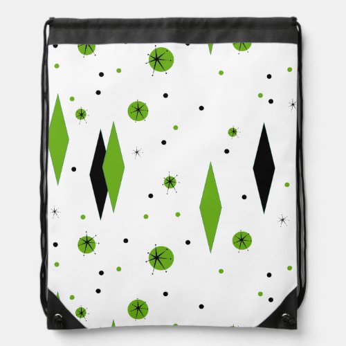 Retro Green Diamonds and Starbursts Backpack