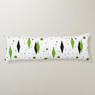 Retro Green Diamonds & Starbursts Body Pillow