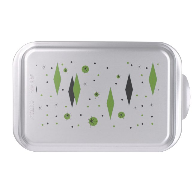 Retro Green Diamonds & Starbursts Cake Pan (Front)