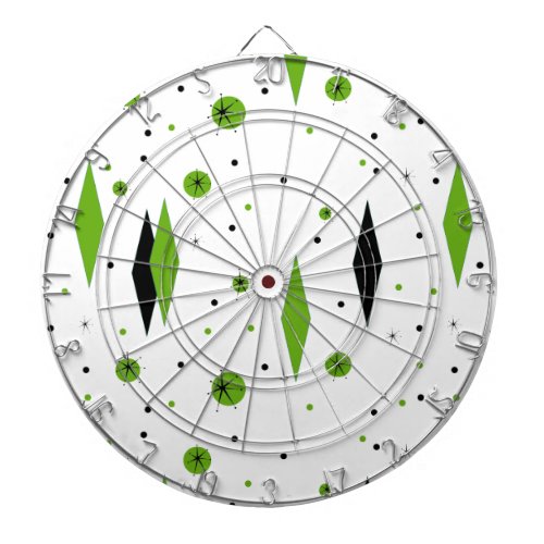 Retro Green Diamonds  Starbursts Dart Board