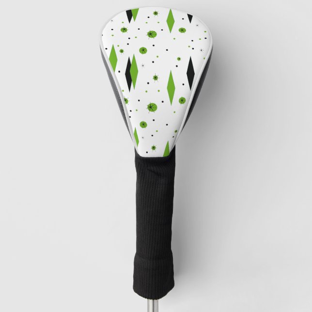 Retro Green Diamonds & Starbursts Driver Cover (Front)