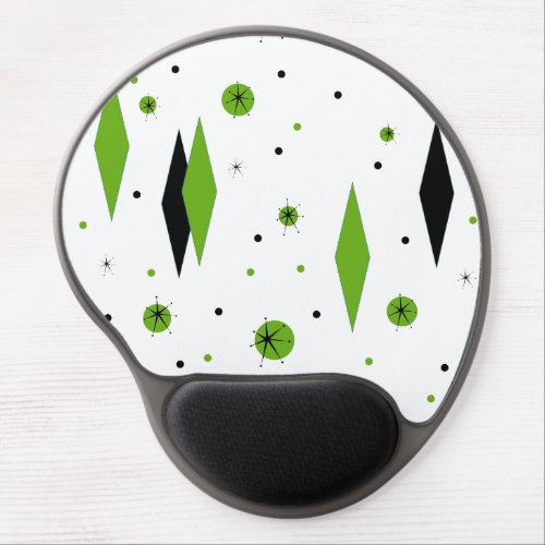 Retro Green Diamonds  Starbursts Gel Mousepad