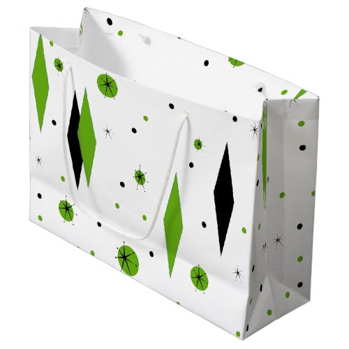 Retro Green Diamonds  Starbursts Gift Bag