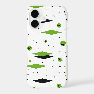 Retro Green Diamonds & Starbursts iPhone Case