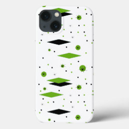 Retro Green Diamonds &amp; Starbursts iPhone Case