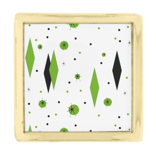 Retro Green Diamonds  Starbursts Lapel Pin