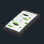 Retro Green Diamonds & Starbursts Nylon Wallet<br><div class="desc">This Retro Green Diamonds and Starbursts Trifold Nylon Wallet is a new take on a vintage style. It features kitschy, black starbursts on green polka dots, surrounding geometric, green and black diamond shapes. Customize the background color on this mid century modern product if you're feeling daring, or leave it white...</div>