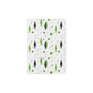 Retro Green Diamonds & Starbursts Passport Holder