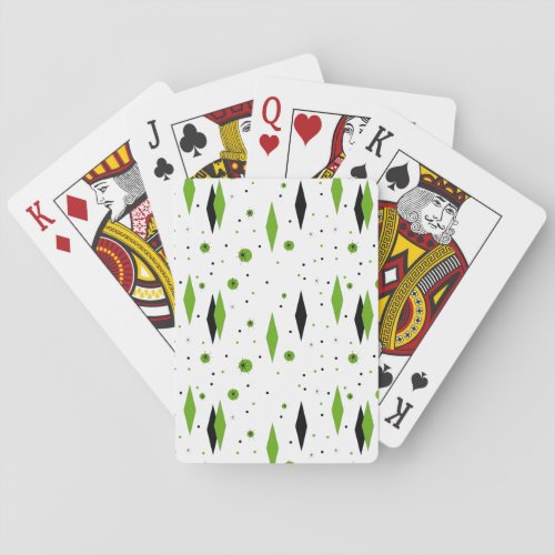 Retro Green Diamonds  Starbursts Playing Cards