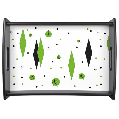 Retro Green Diamonds  Starbursts Serving Tray