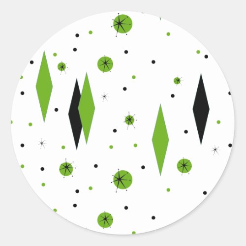 Retro Green Diamonds  Starbursts Stickers