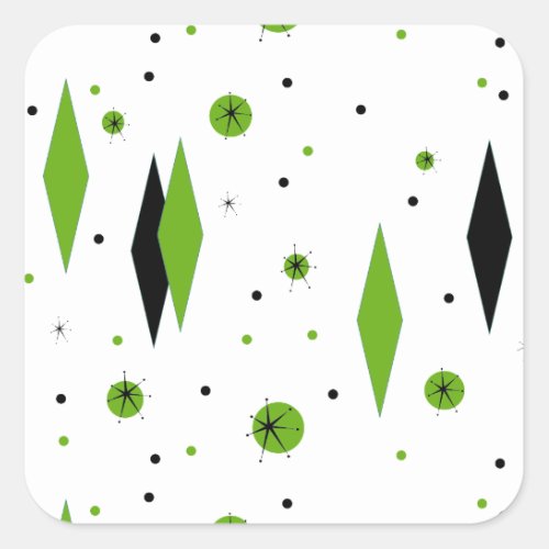 Retro Green Diamonds  Starbursts Stickers