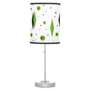 Retro Green Diamonds & Starbursts Table Lamp