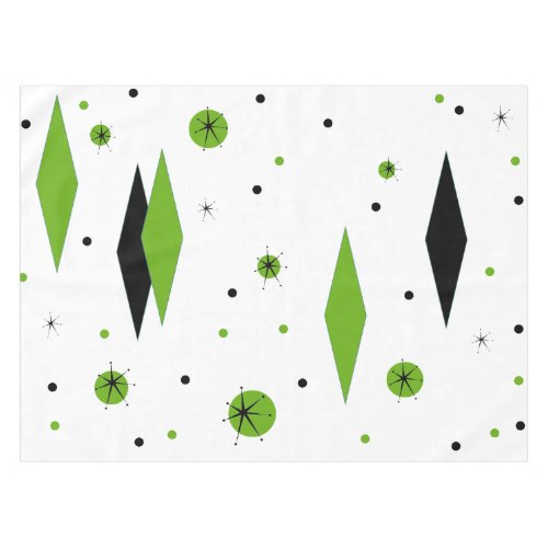 Retro Green Diamonds  Starbursts Tablecloth
