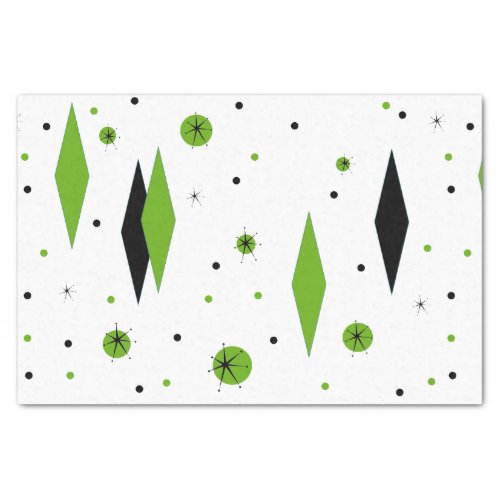 Retro Green Diamonds  Starbursts Tissue Paper