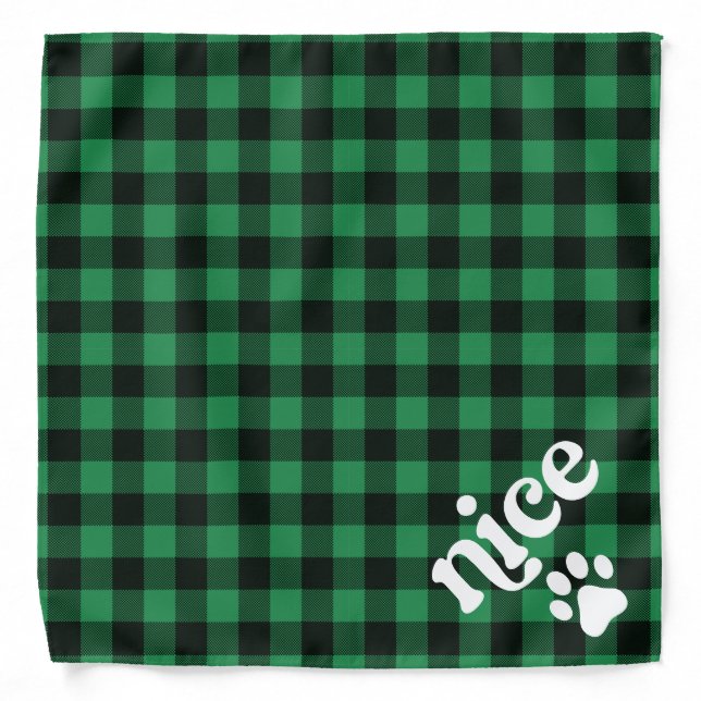 Retro Green Flannel Nice Christmas Dog  Bandana (Front)