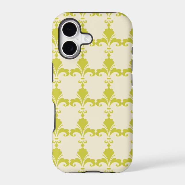 Retro Green Fleur-De-Lis Pattern Iphone Case (Back)
