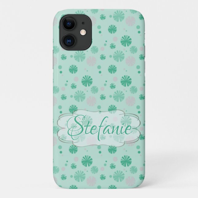 Retro Green Flowers Case-Mate iPhone Case (Back)