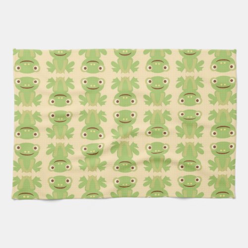 Retro Green Frog Pattern Kitchen Towel