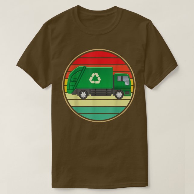 Retro Green Garbage Truck Cool  T-Shirt (Design Front)