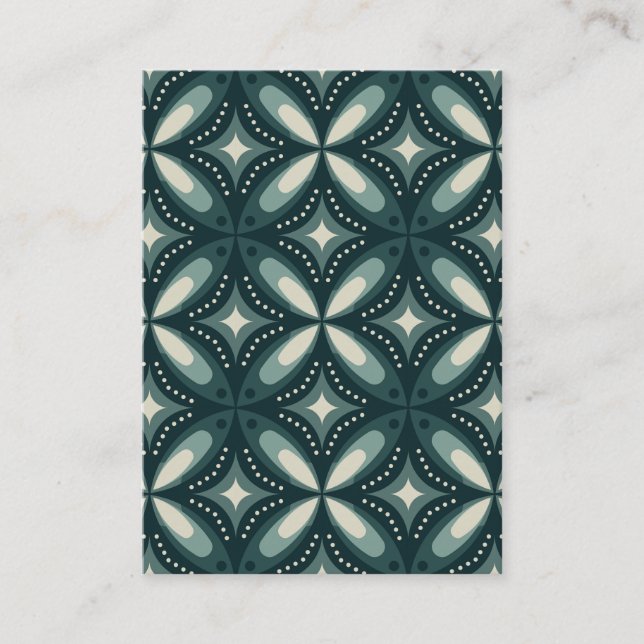 Retro Green Geometric Pattern Appointment Card (Front)