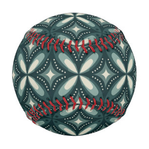Retro Green Geometric Pattern Baseball