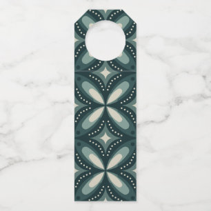 Retro Green Geometric Pattern Bottle Hanger Tag