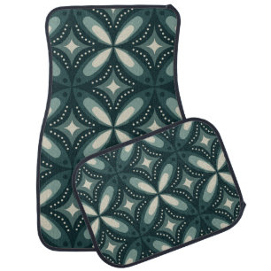 Retro Green Geometric Pattern Car Floor Mat