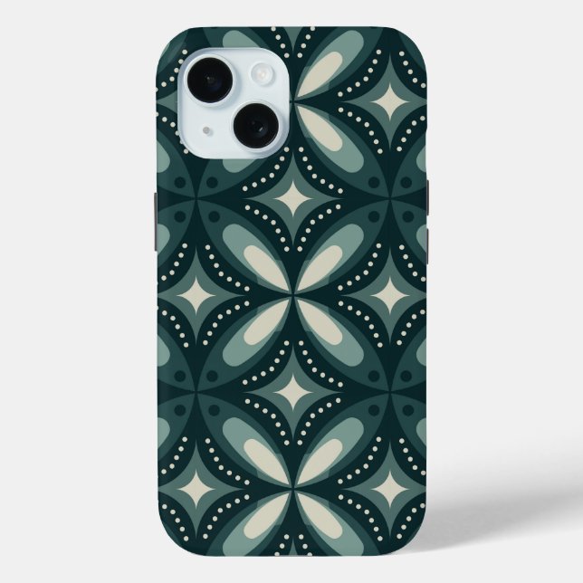 Retro Green Geometric Pattern Case-Mate iPhone Case (Back)