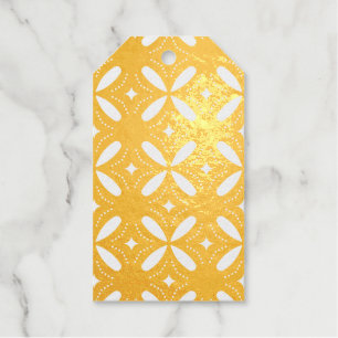 Retro Green Geometric Pattern Foil Gift Tags